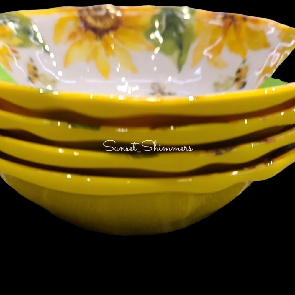12pc Tuscan Sunflower Honey Bee Melamine Dinner Salad App Dessert Plate Set New